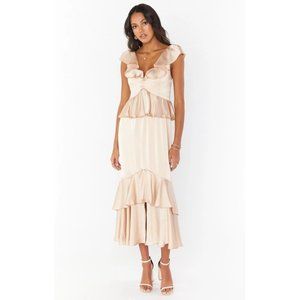 Show Me Your Mumu Reese Ruffle Dress Champagne Luxe Satin XL